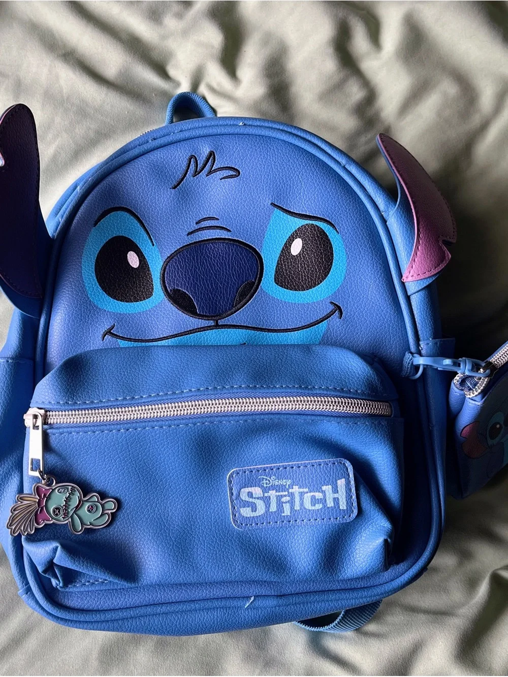 Disney Blue Stitch Mini Backpack with Pink Ear Accents